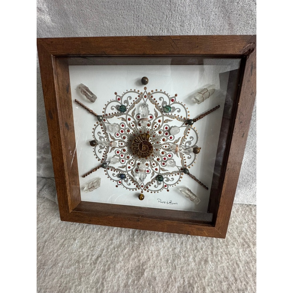 Pixie and The Bull Crystal Art Mandala Shadow Box Ammonite‎ Quartz